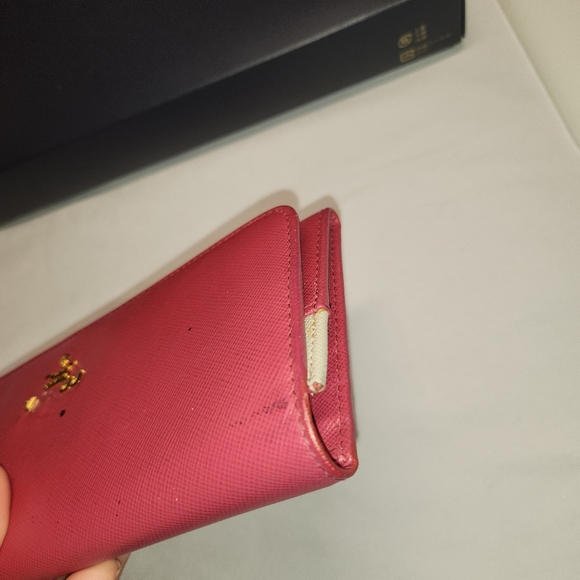 Authentic PRADA Saffiano Leather Long Wallet Pink Beige Bicolor - Picture 3 of 10
